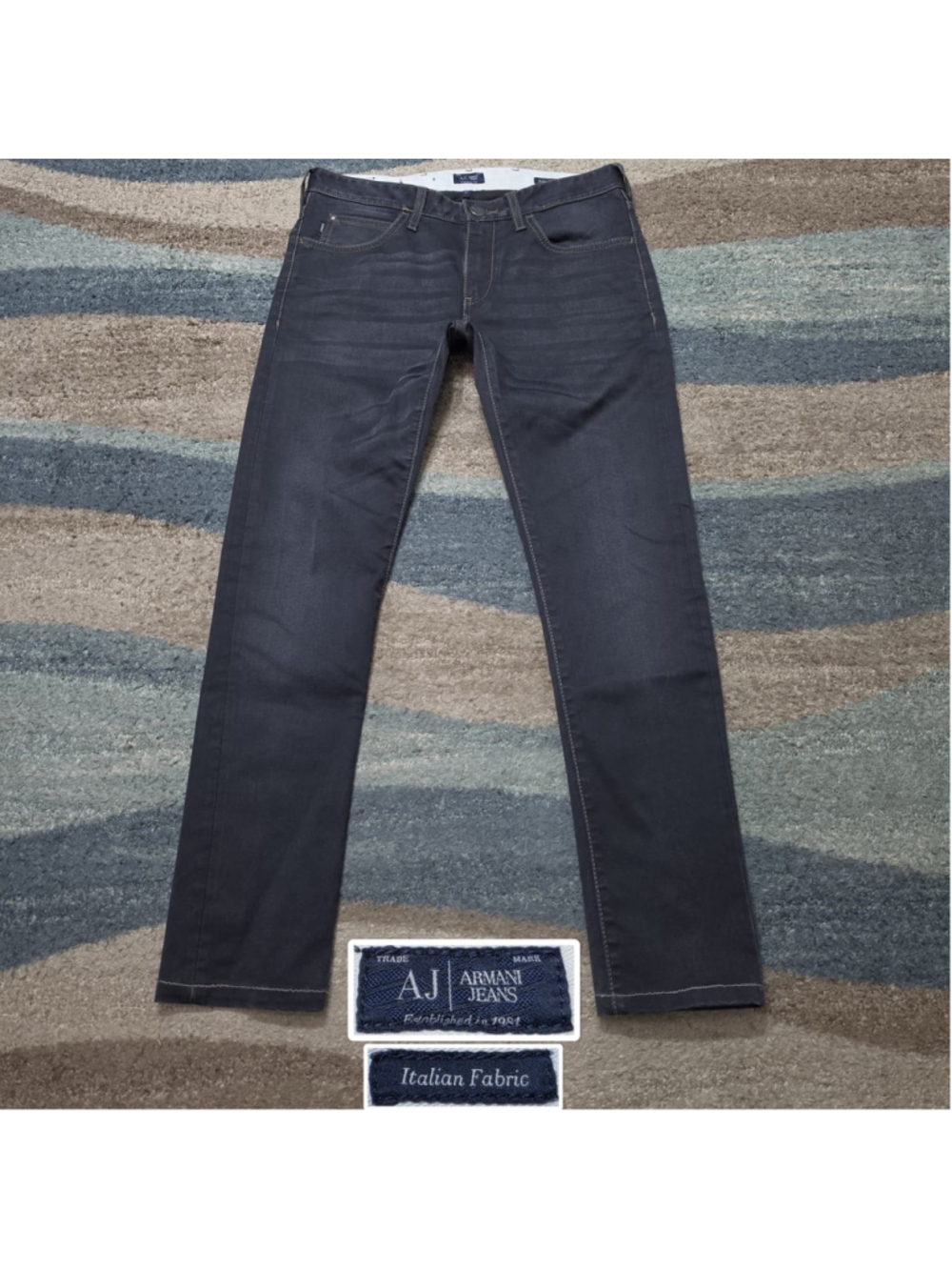 Armani Jeans AJ Mens 31 Slim Dark Wash Stretch Denim Designer Casual Pants